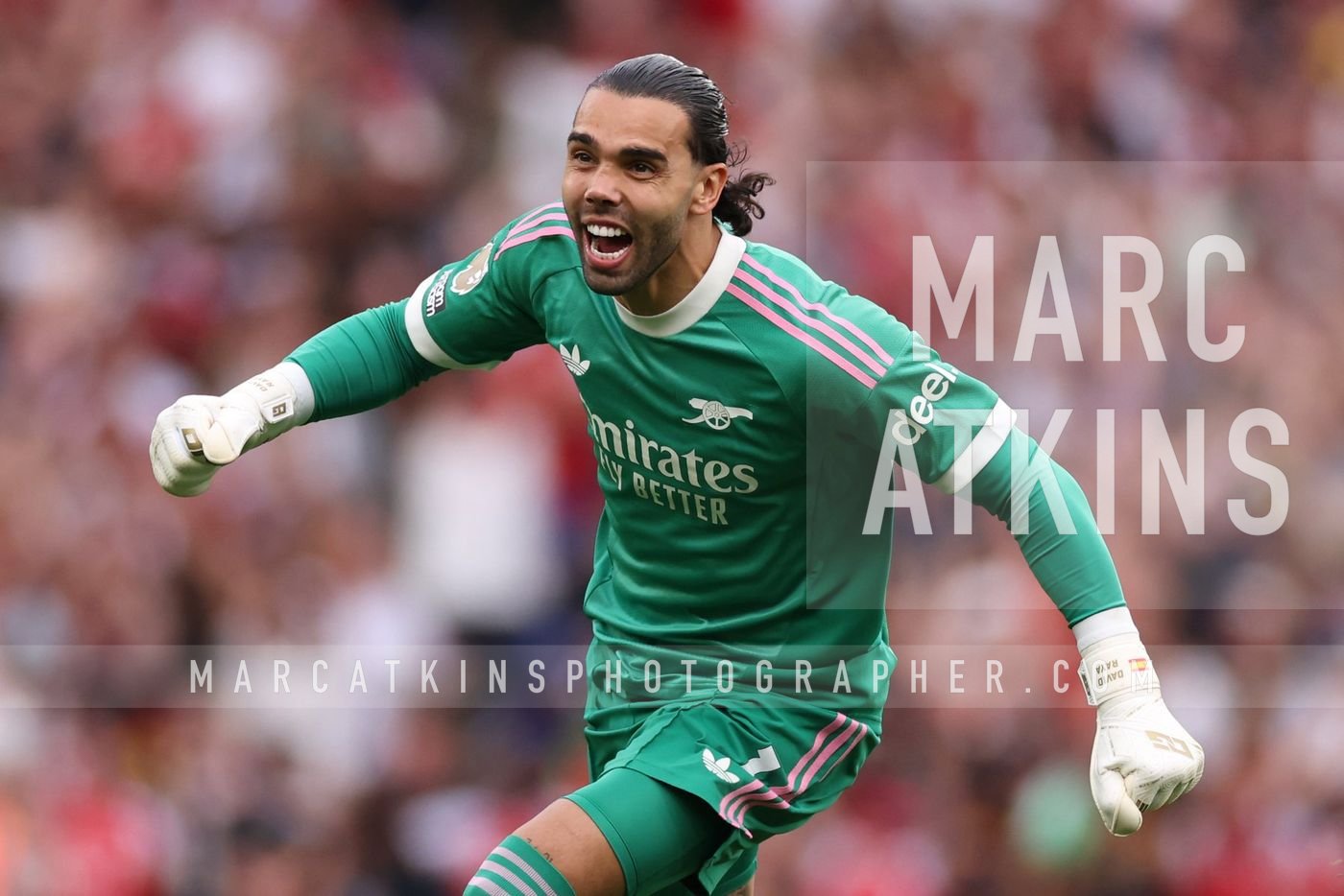 David Raya of Arsenal celebrates